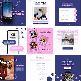 Modelo Azul escuro e rosa - Pacote de Posts para Empreendedoras